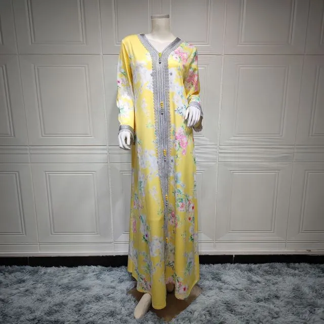 Fashion Floral Print Muslim Dress for Women