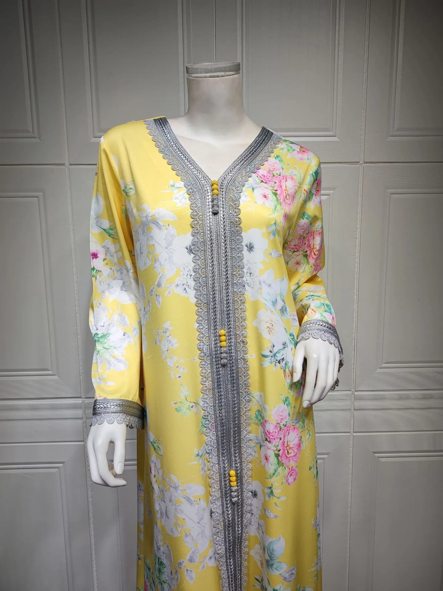 Fashion Floral Print Muslim Dress for Women