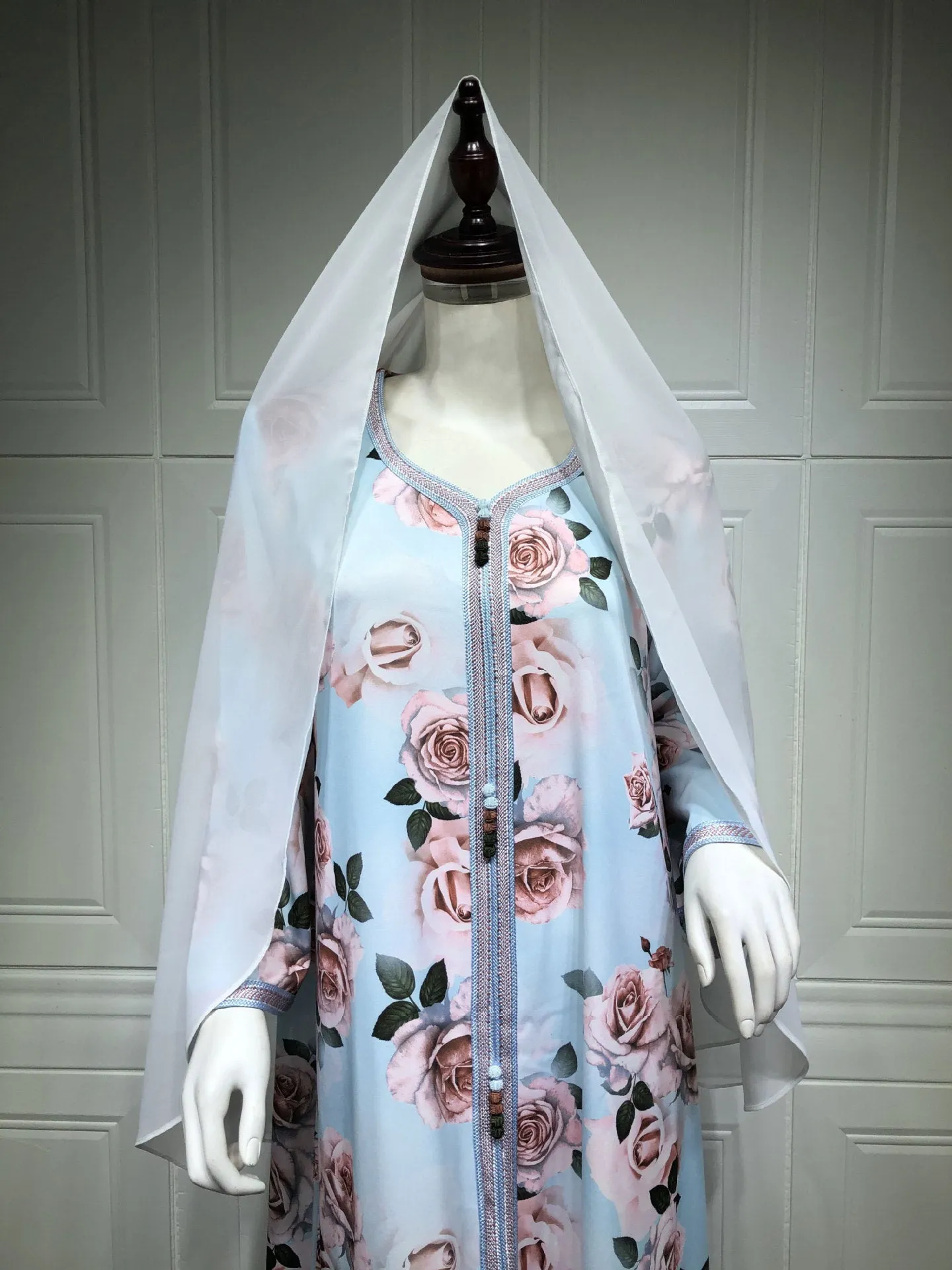 Fashion Floral Print Muslim Dress for Women