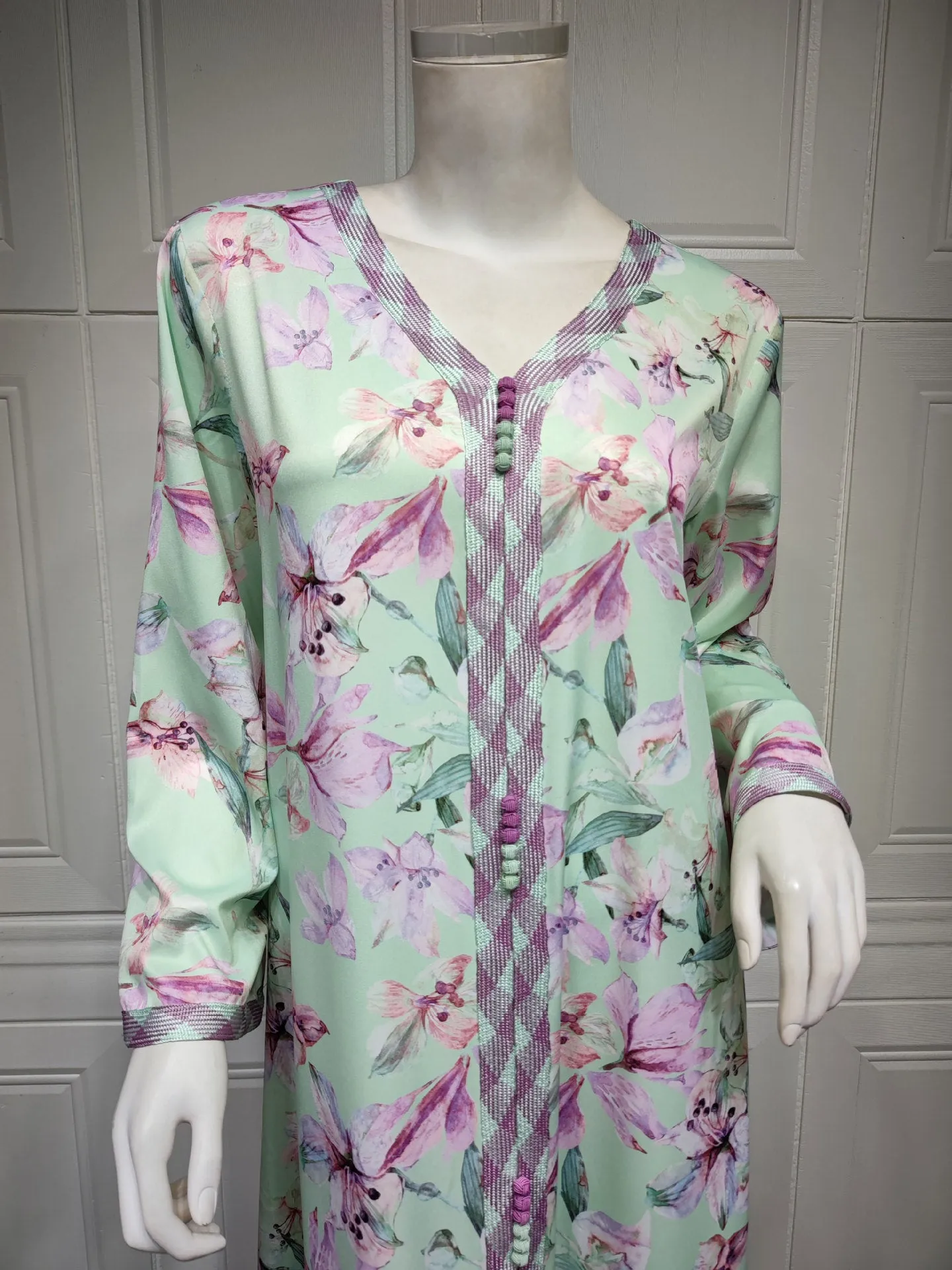 Fashion Floral Print Muslim Dress for Women