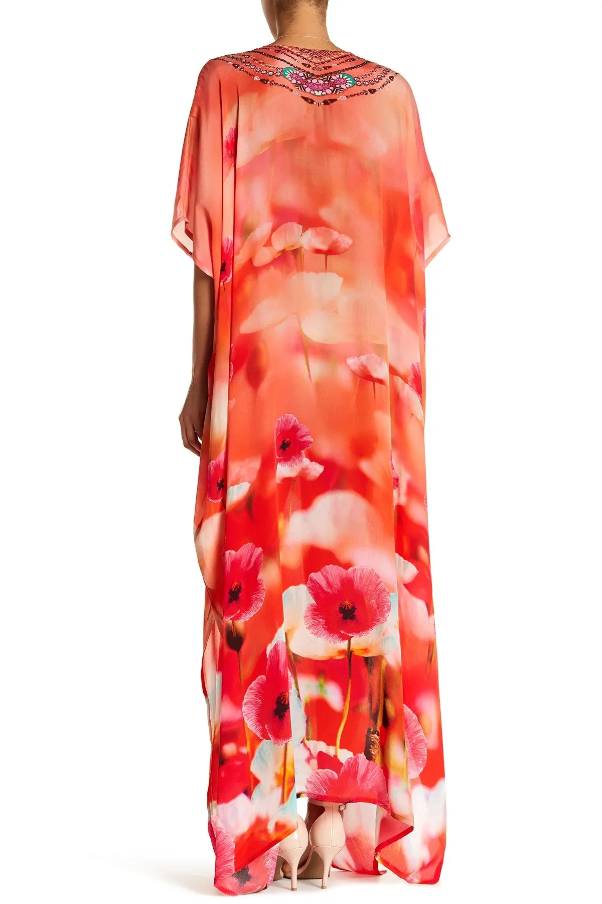 Floral Print Long Kaftan Dress