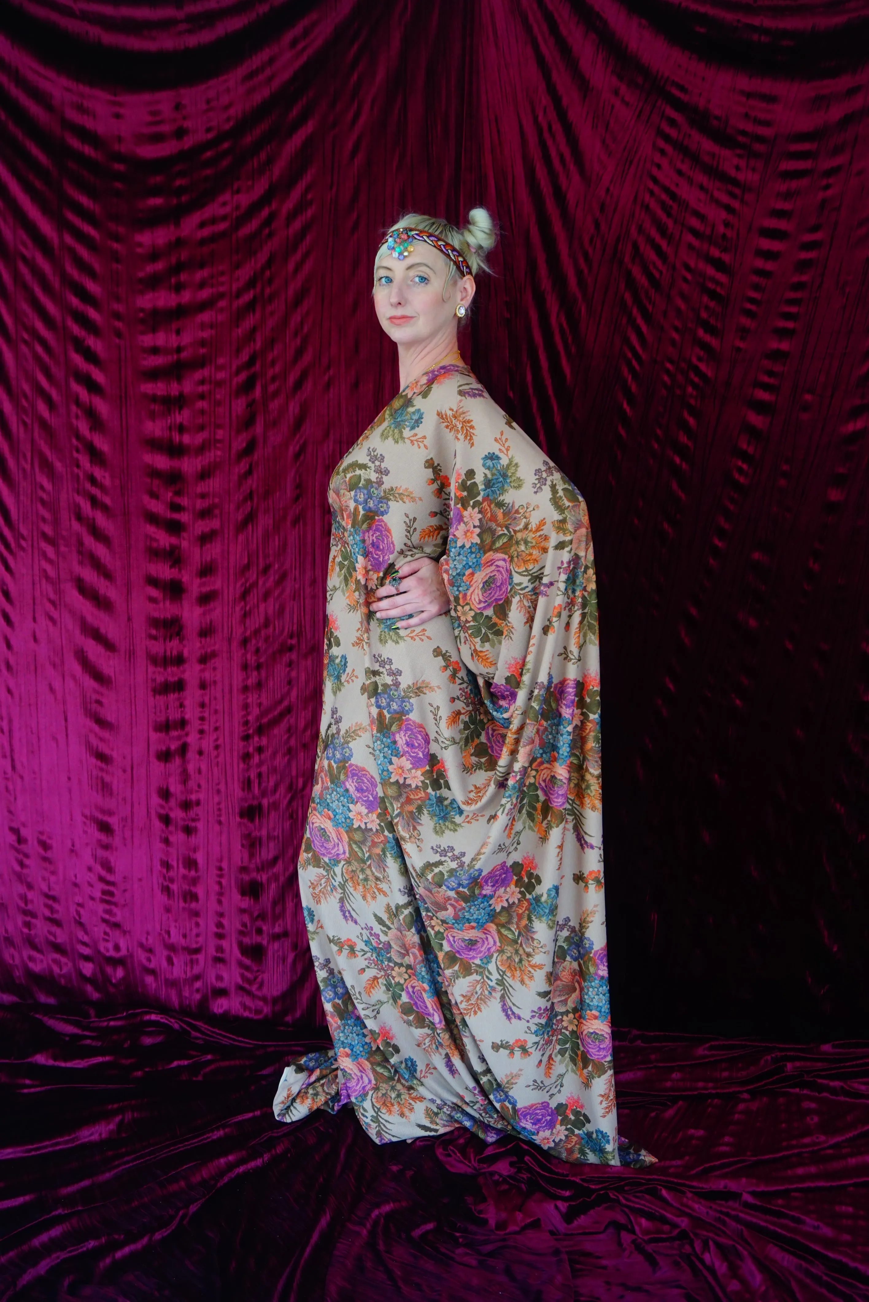Floral Tapestry embroidery print Kaftan Gown