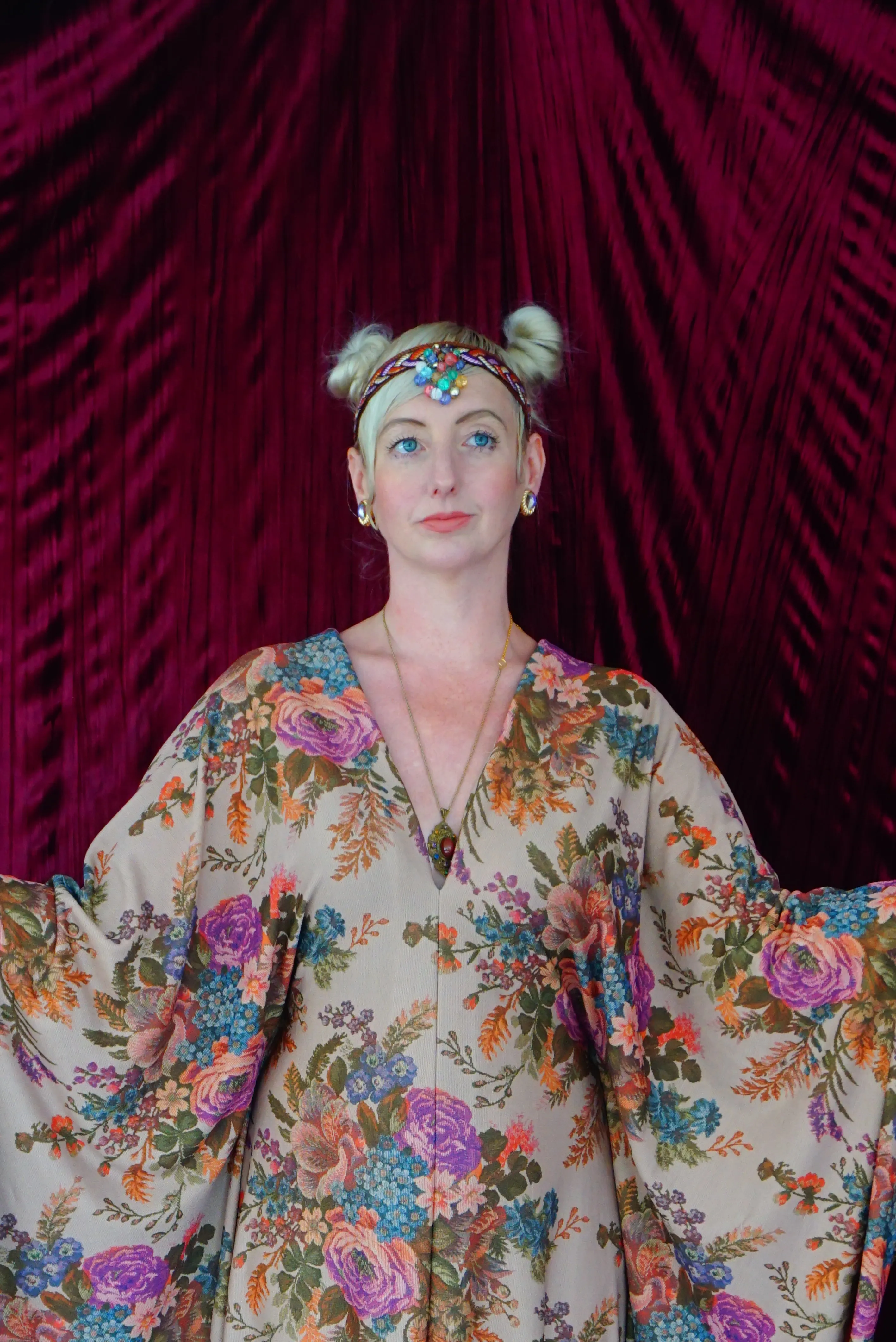 Floral Tapestry embroidery print Kaftan Gown
