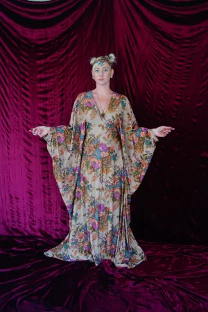 Floral Tapestry embroidery print Kaftan Gown