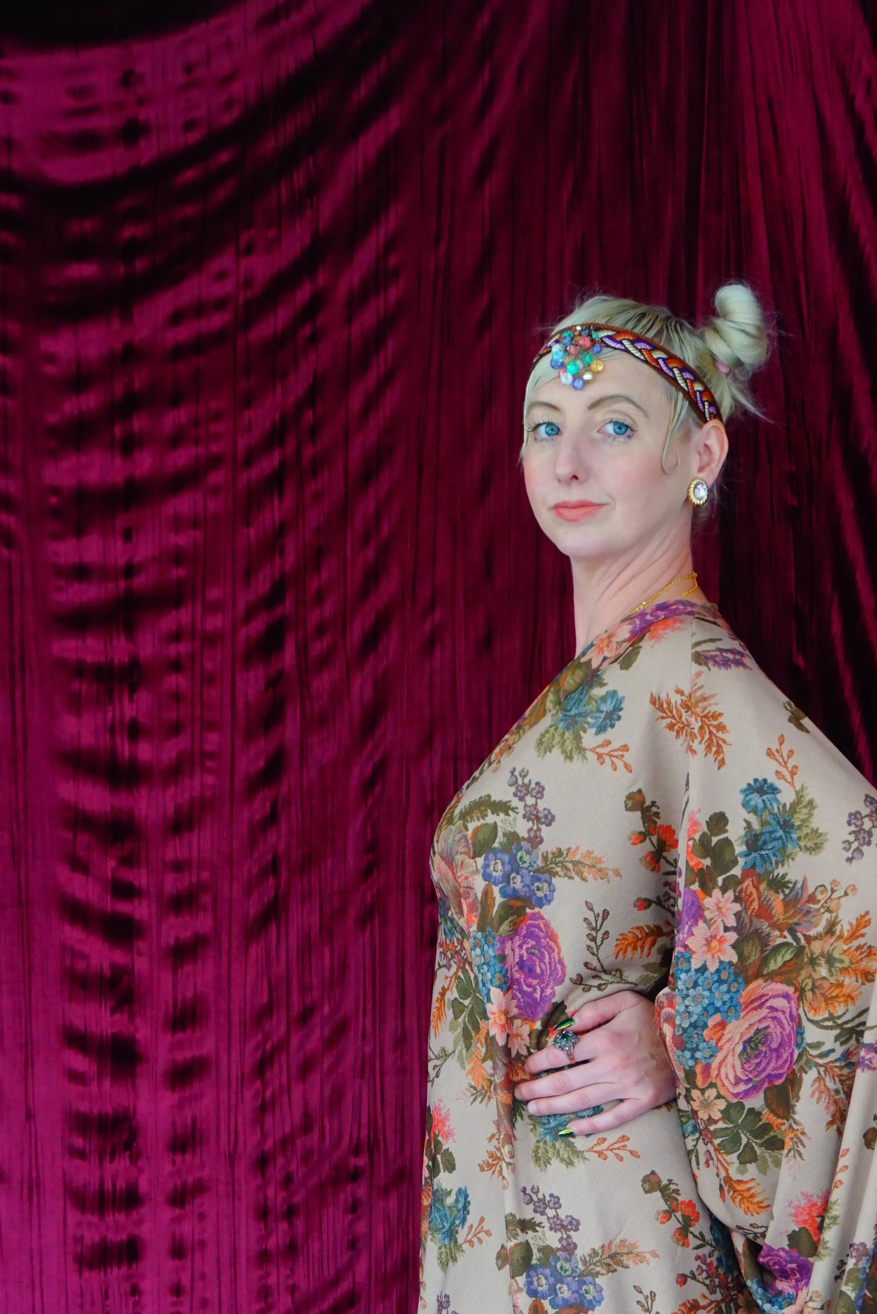 Floral Tapestry embroidery print Kaftan Gown