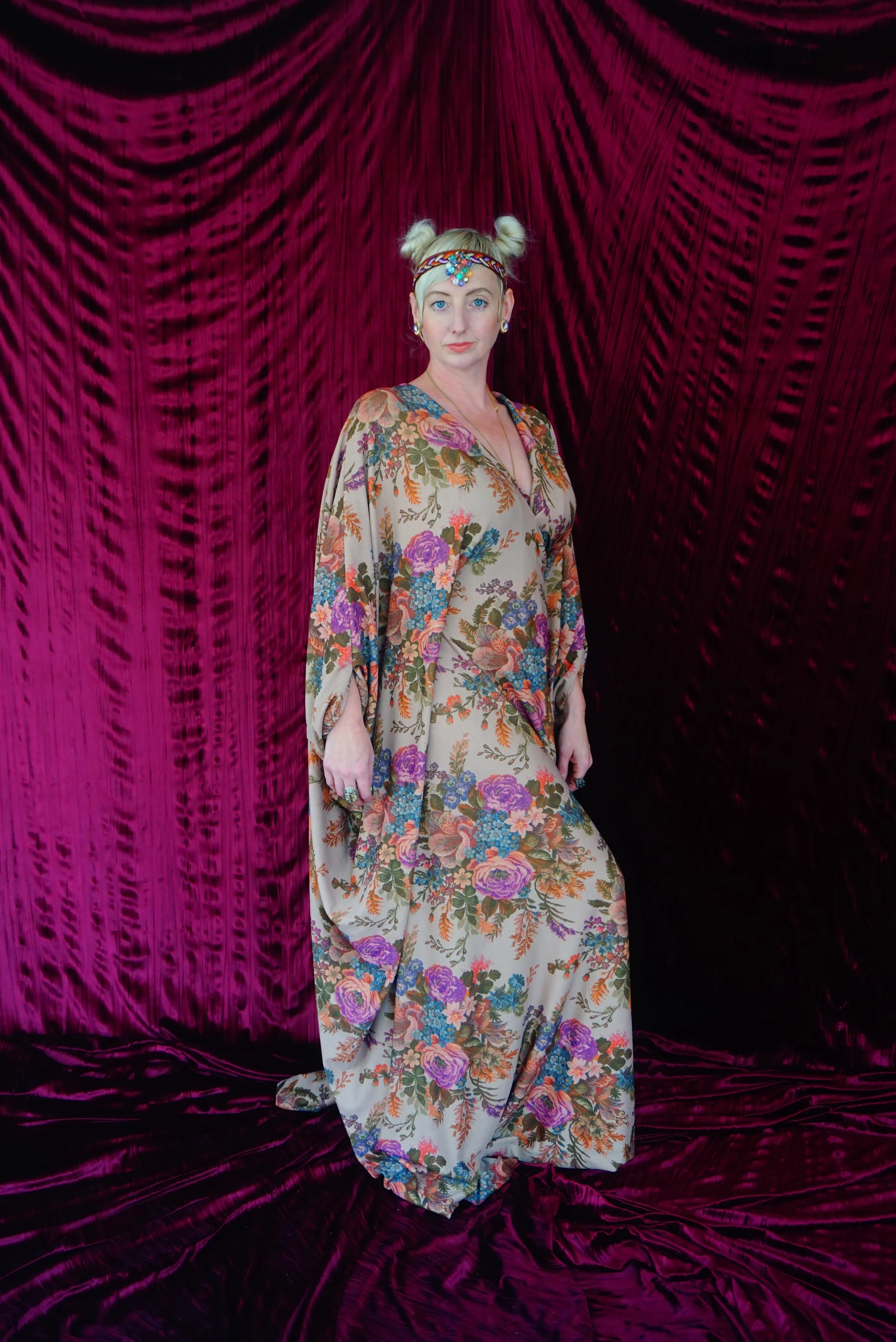 Floral Tapestry embroidery print Kaftan Gown
