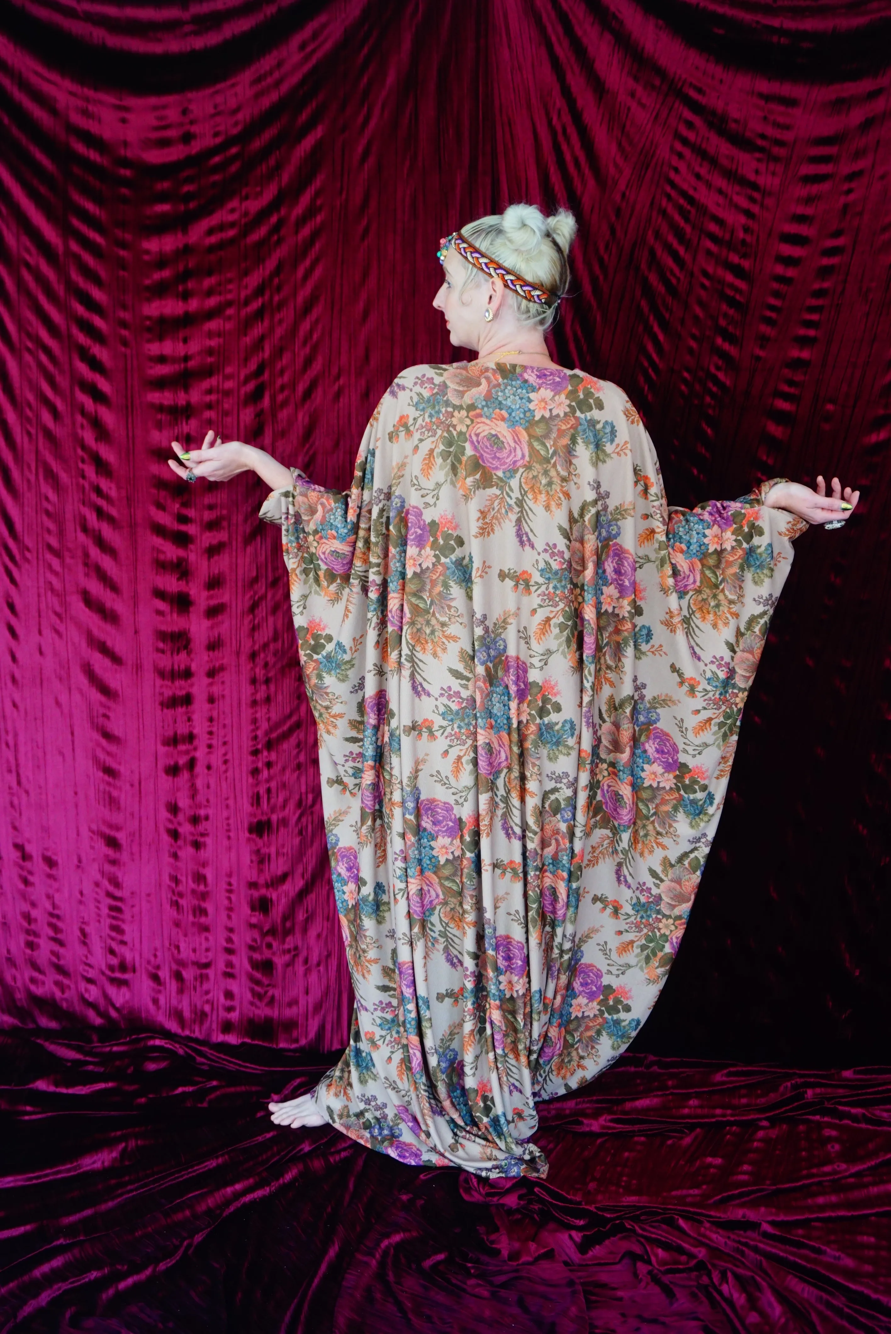 Floral Tapestry embroidery print Kaftan Gown