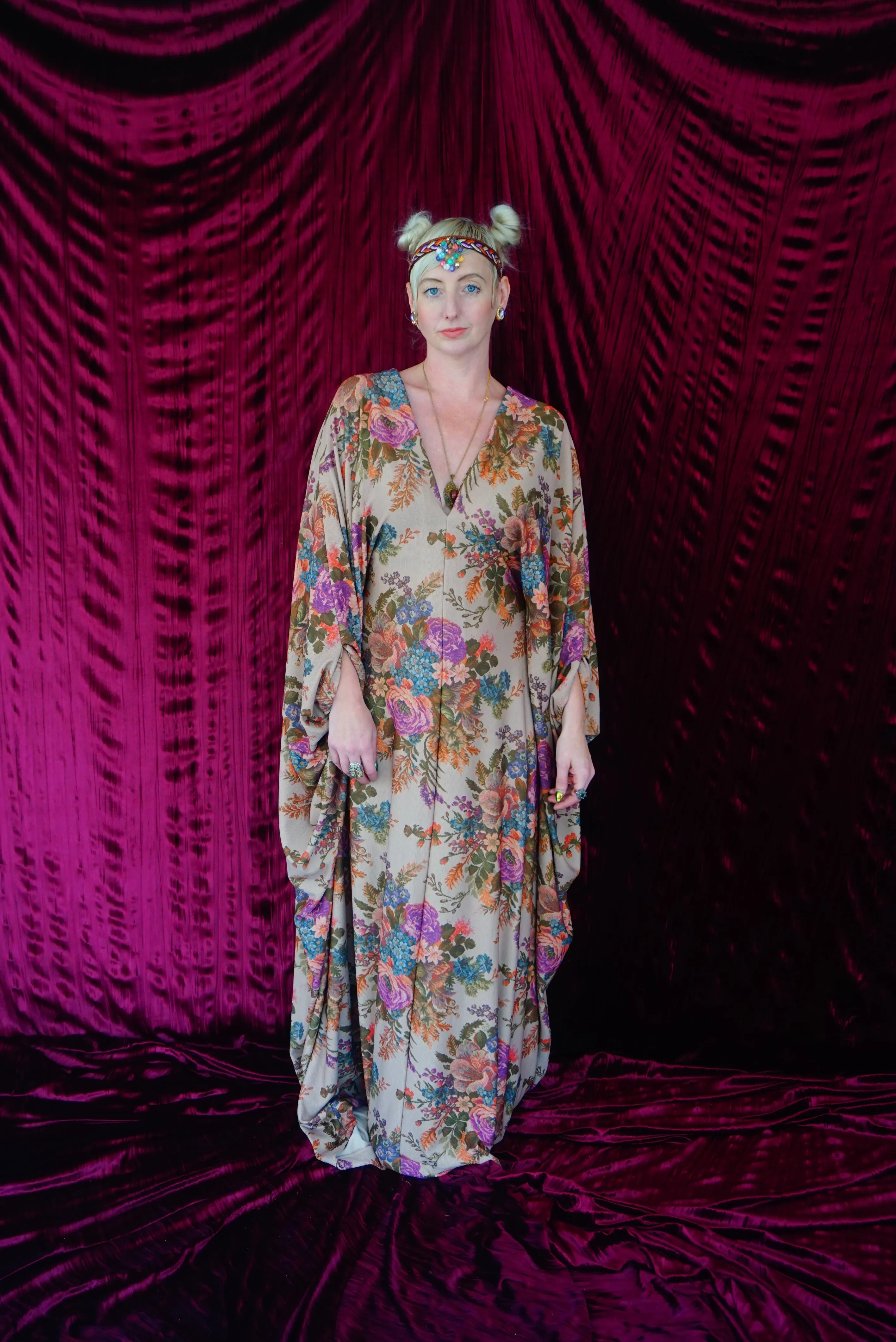 Floral Tapestry embroidery print Kaftan Gown