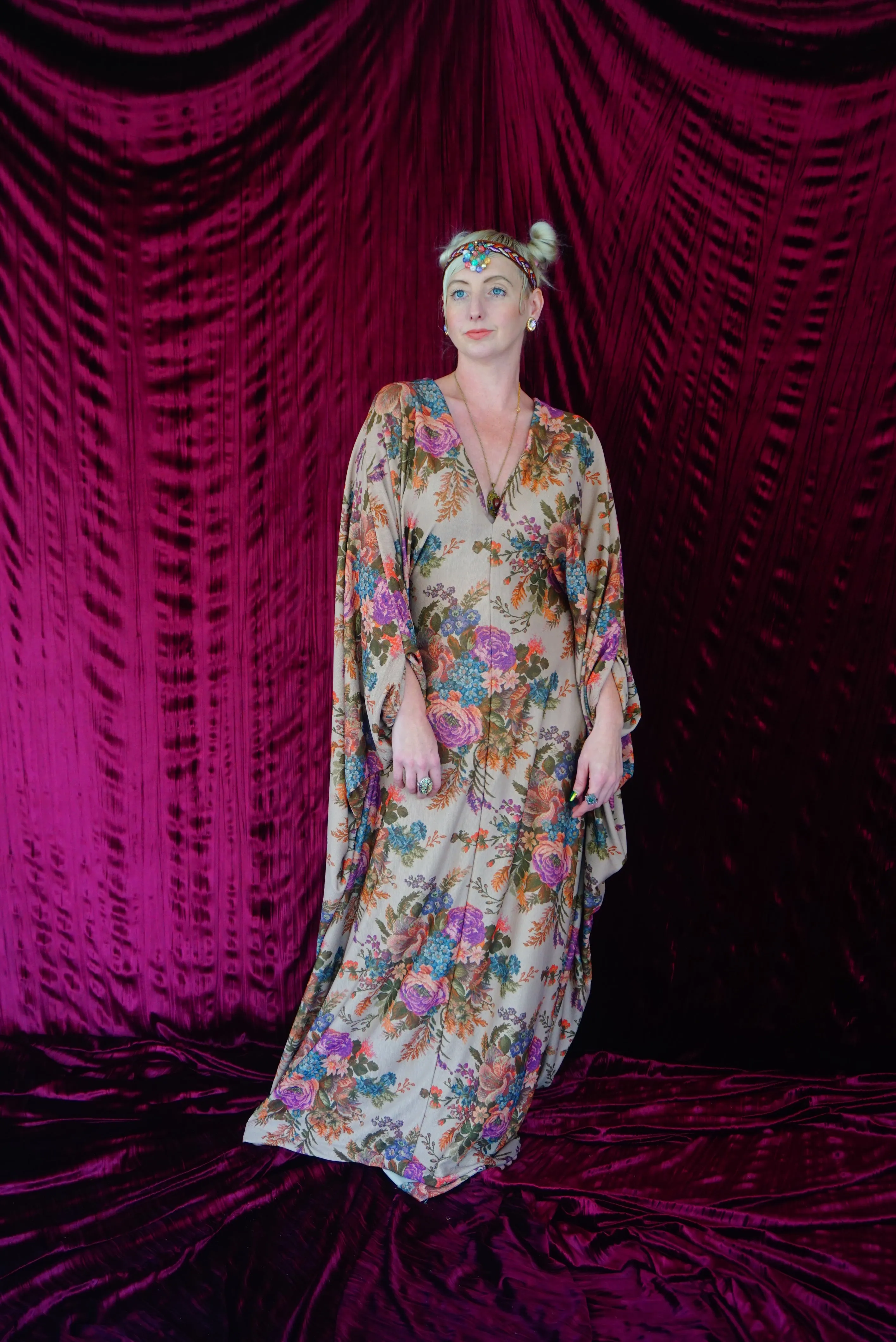 Floral Tapestry embroidery print Kaftan Gown
