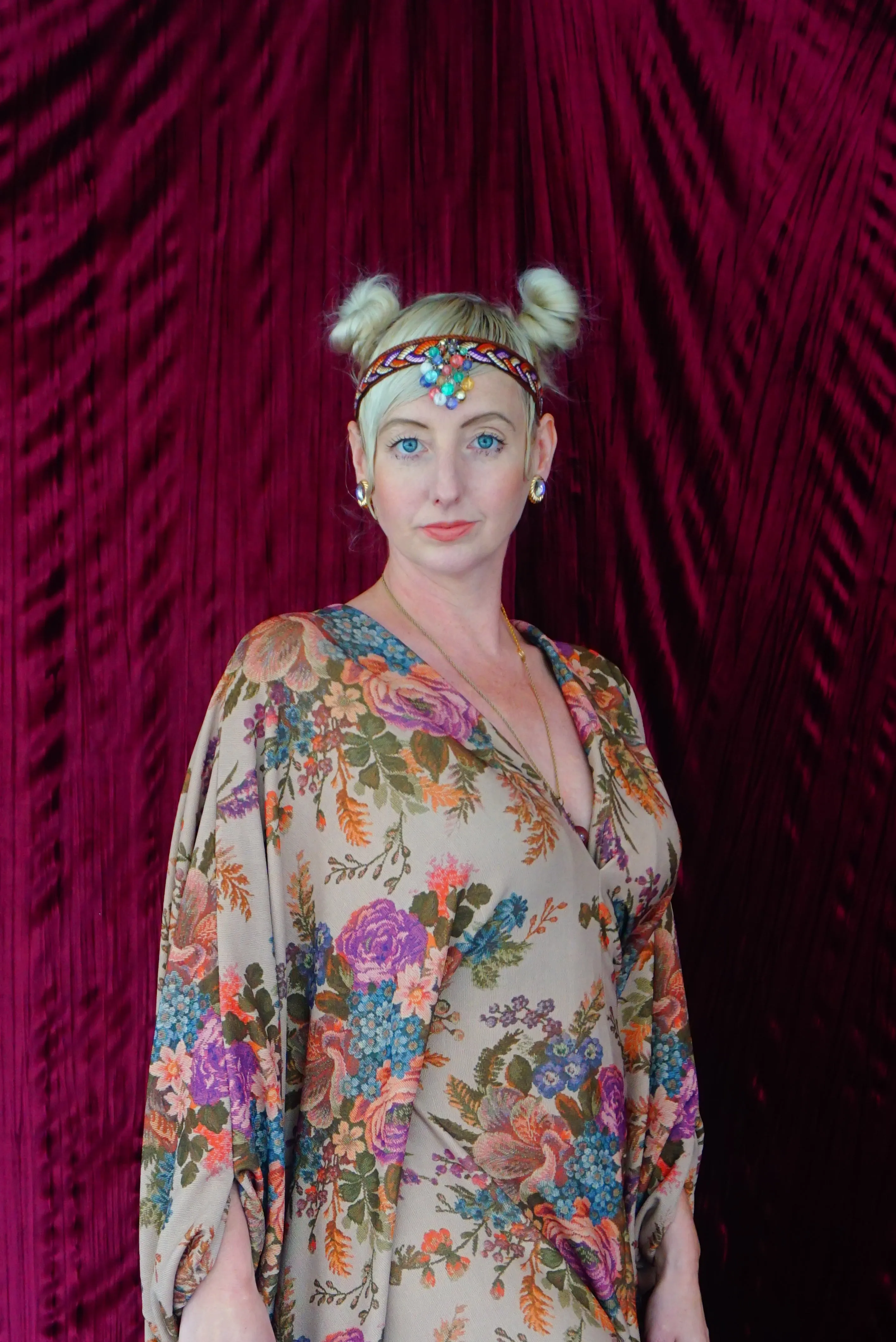 Floral Tapestry embroidery print Kaftan Gown