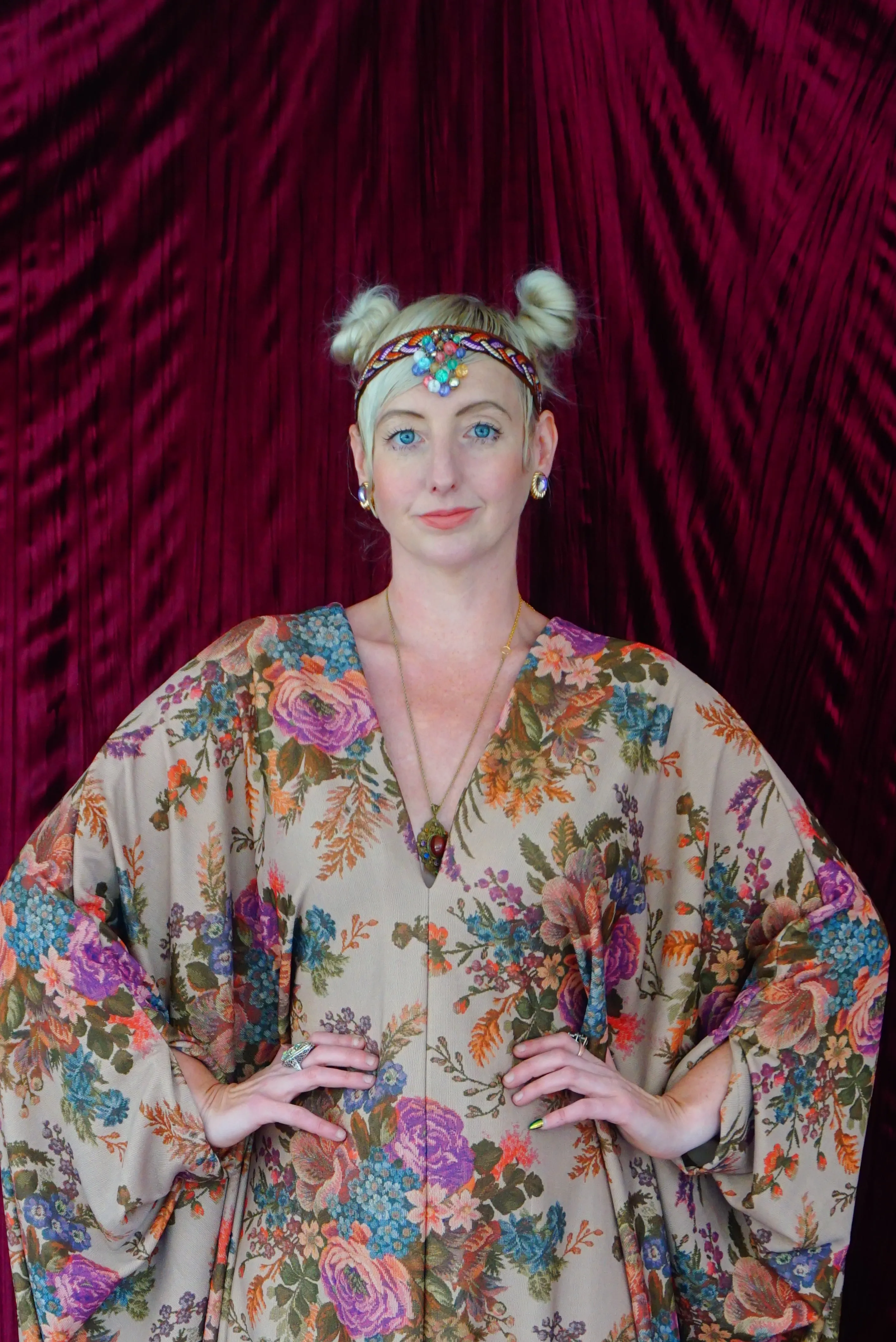 Floral Tapestry embroidery print Kaftan Gown