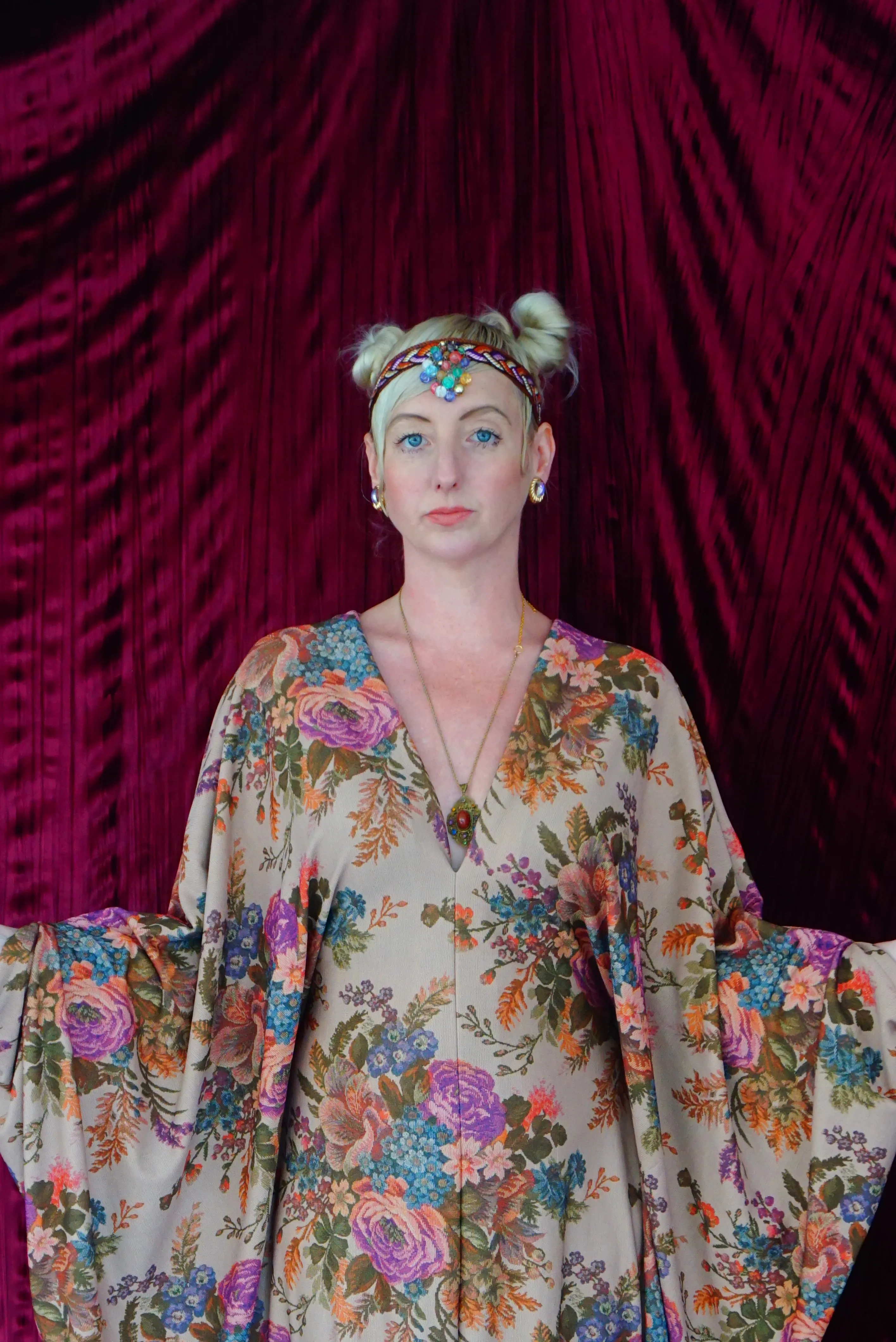 Floral Tapestry embroidery print Kaftan Gown
