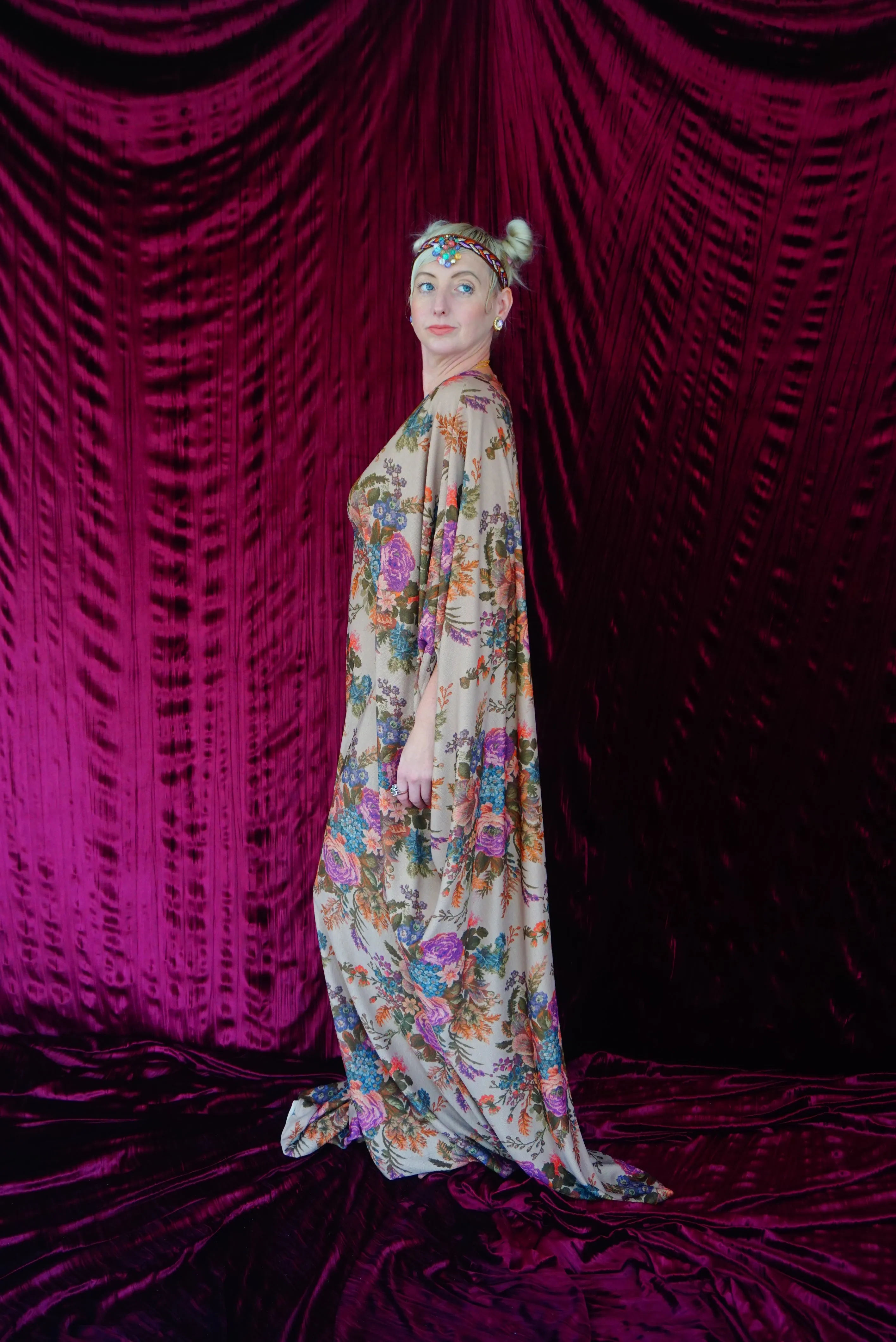 Floral Tapestry embroidery print Kaftan Gown