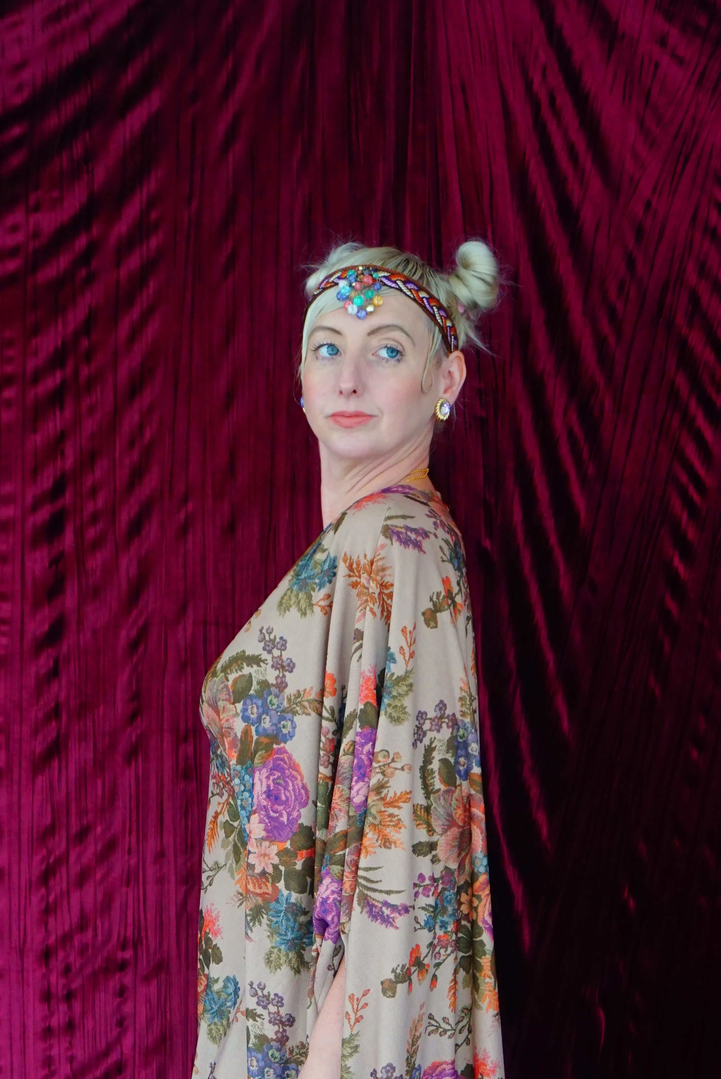 Floral Tapestry embroidery print Kaftan Gown