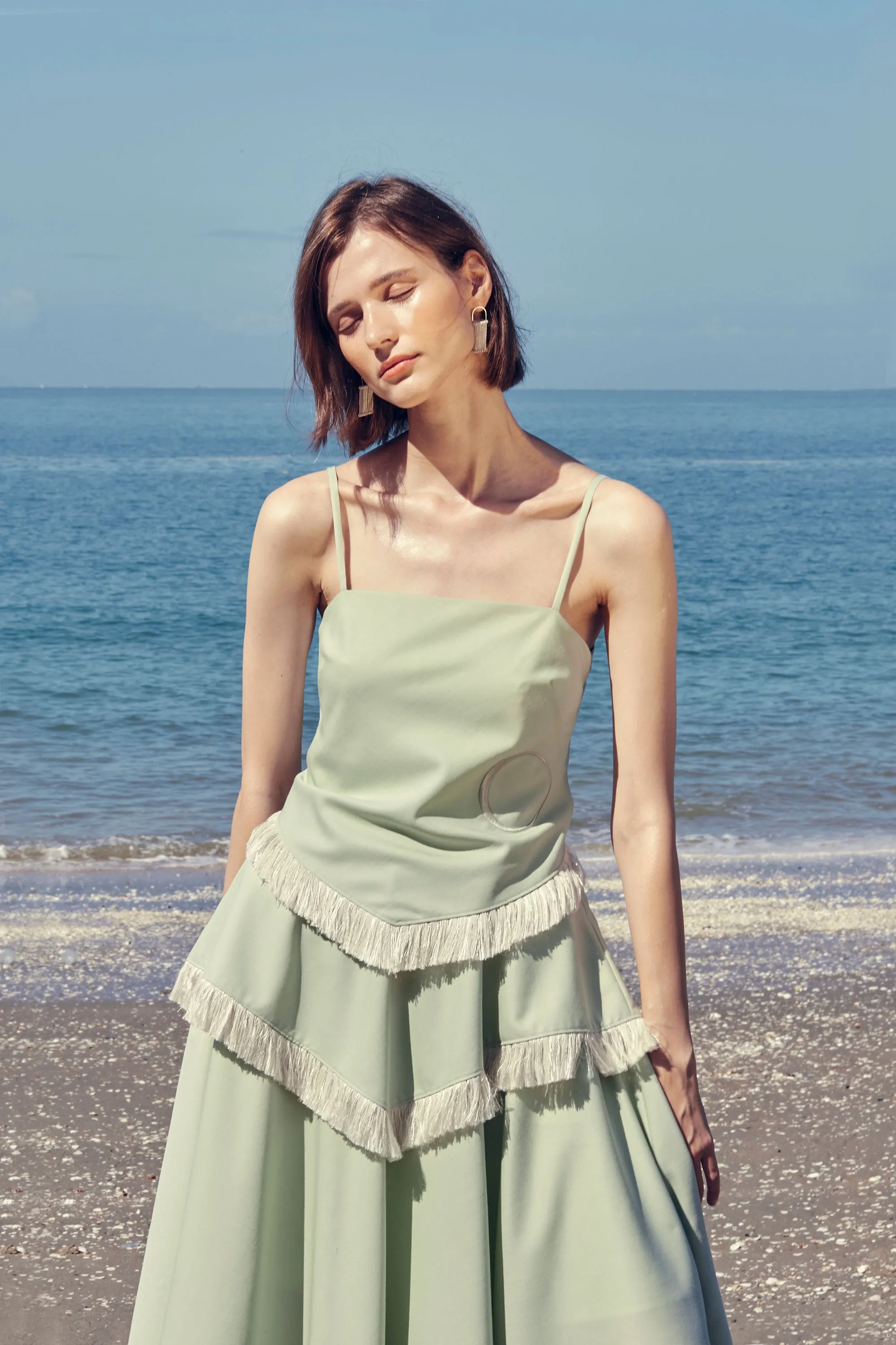 FRANJA TROPICAL WOOL OPEN BACK DRESS