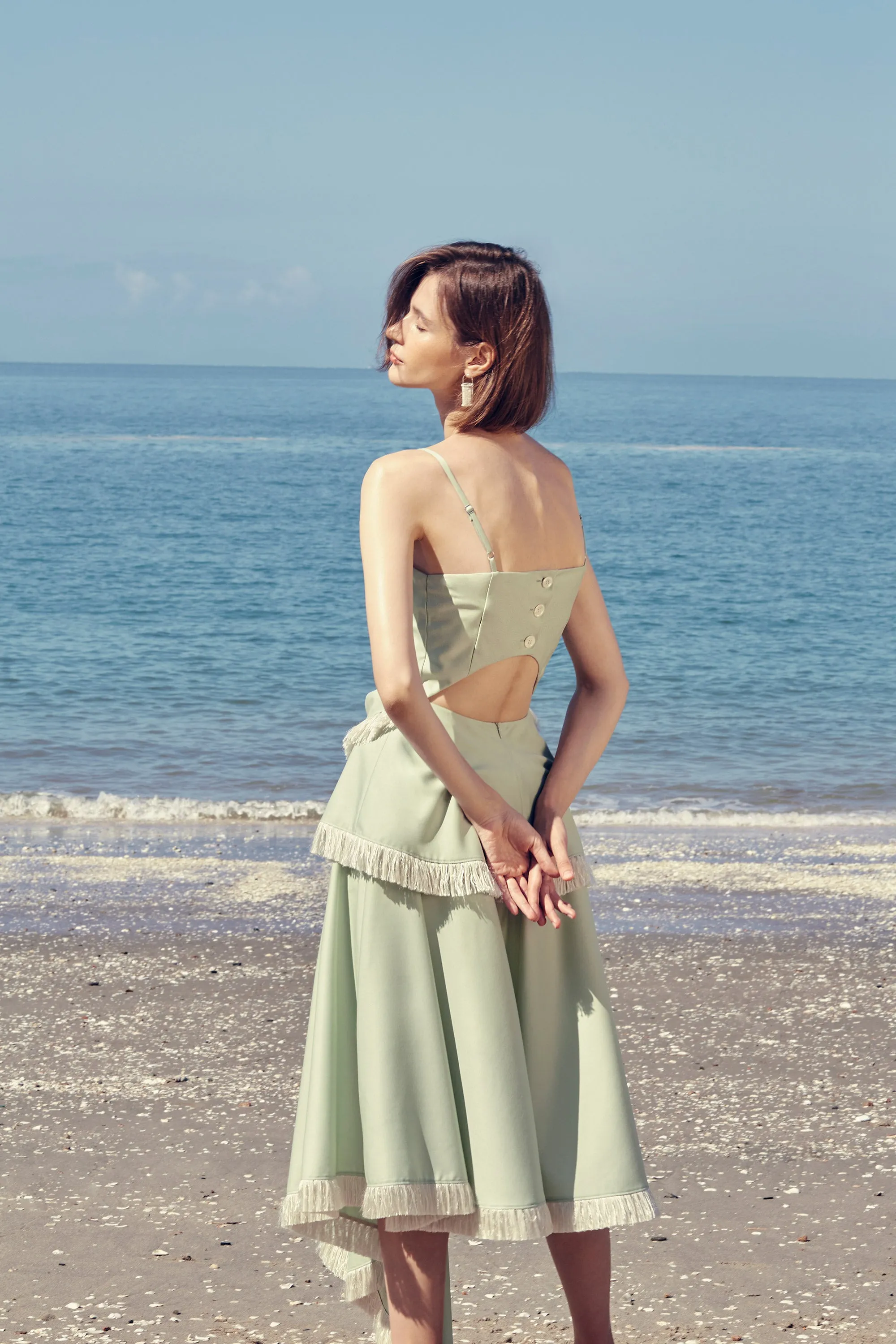 FRANJA TROPICAL WOOL OPEN BACK DRESS