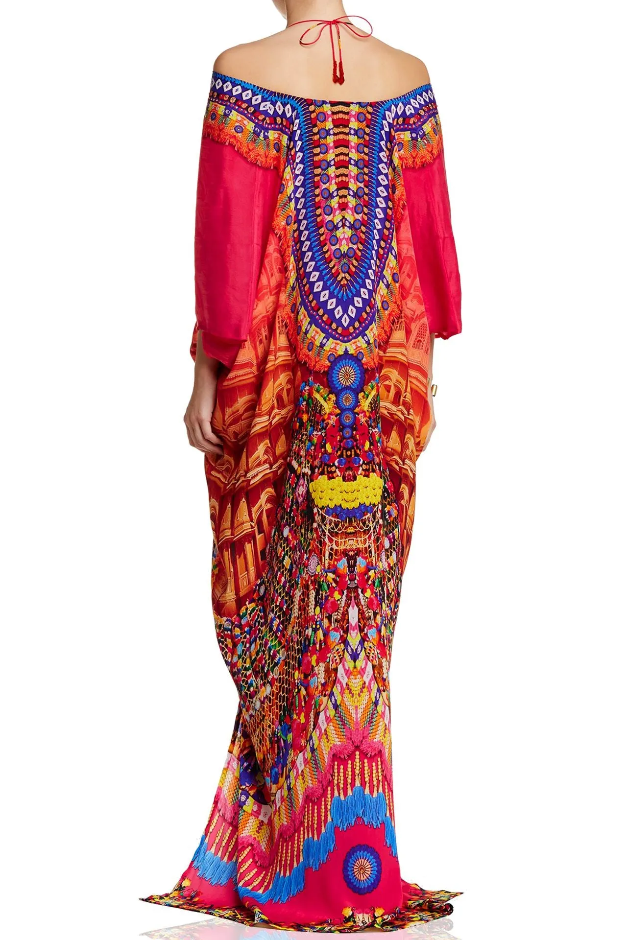 Fuchsia Kaftan Dress Long Sleeve