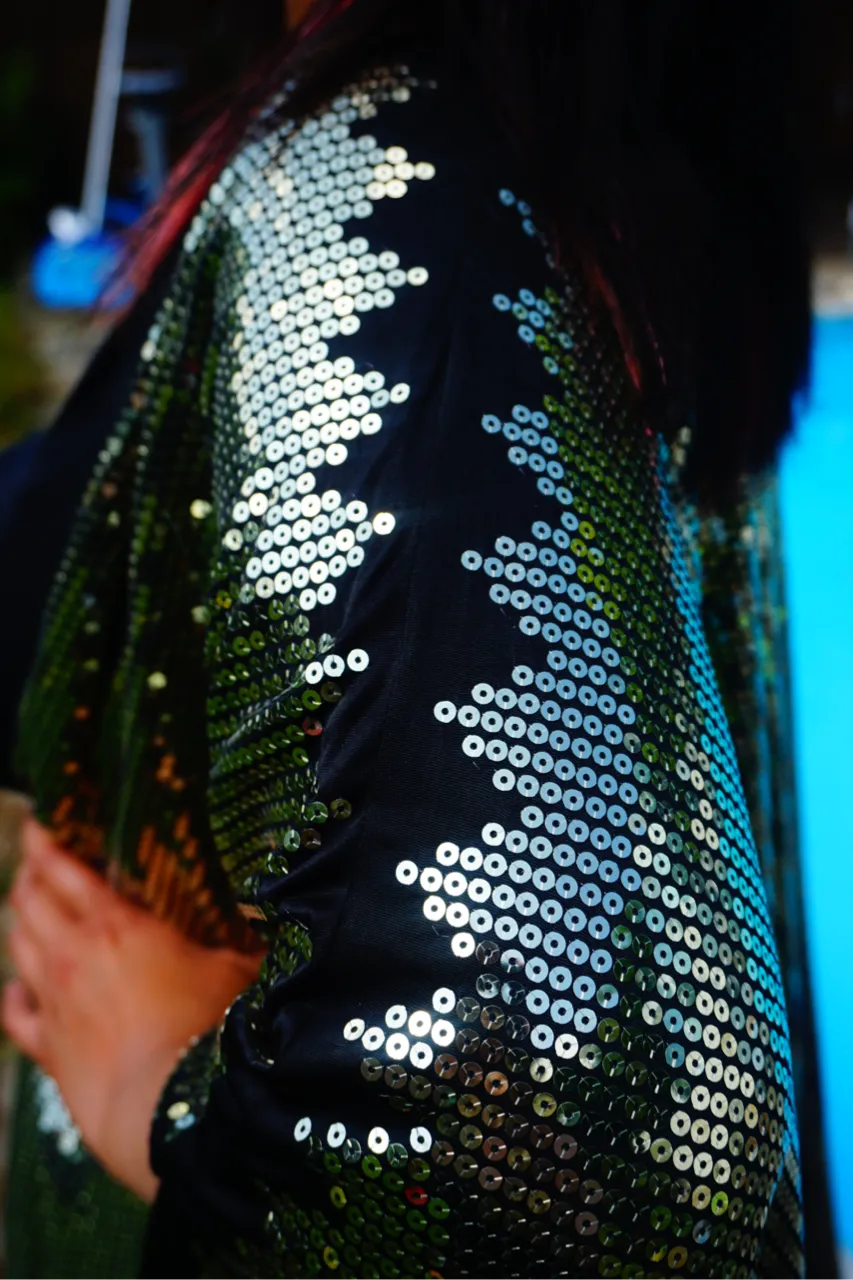 Gold Sequin Studio 54 Sparkle Sequin Kaftan Gown / Kimono Robe