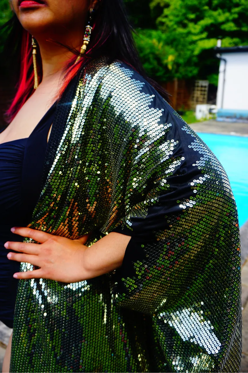 Gold Sequin Studio 54 Sparkle Sequin Kaftan Gown / Kimono Robe