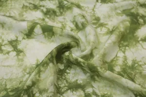 Green & White 60 Gram Printed Silk Crepe Fabric