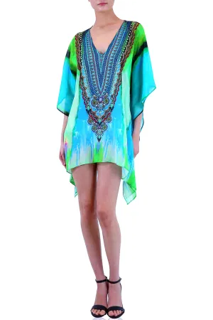 green Kaftan Dress Short