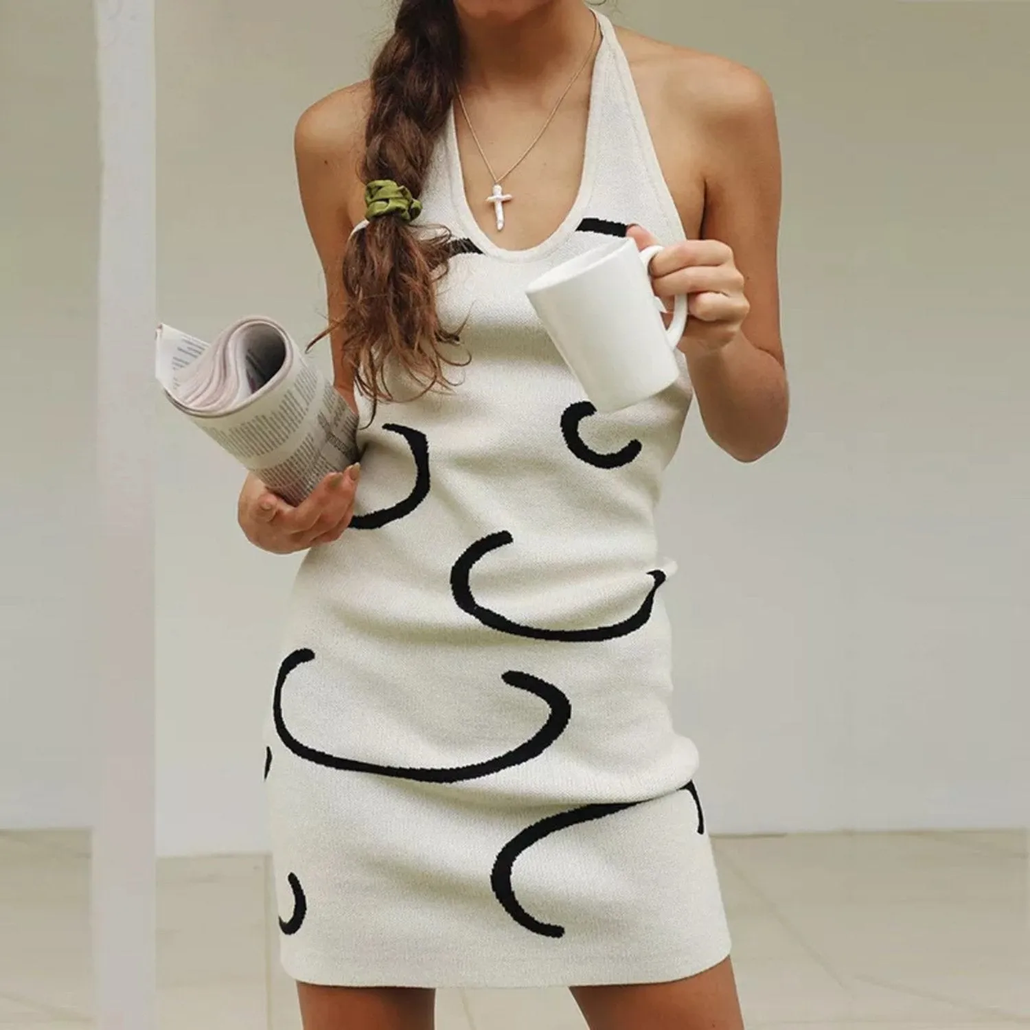 Halter Neck Summer Knitted Dress