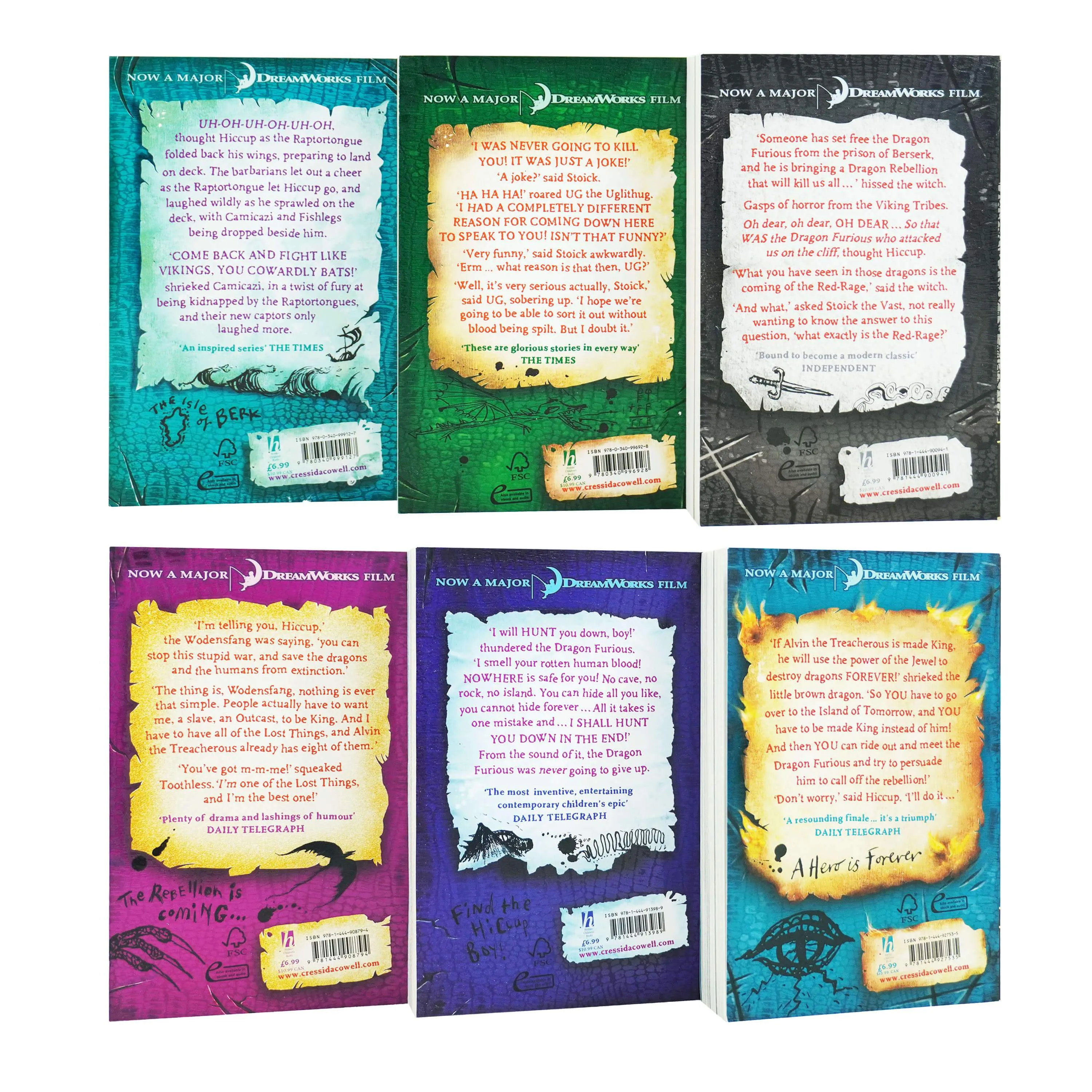 How To Train Your Dragon 6 Books (7-12) by ‎Cressida Cowell - Ages 9-14 - Paperback