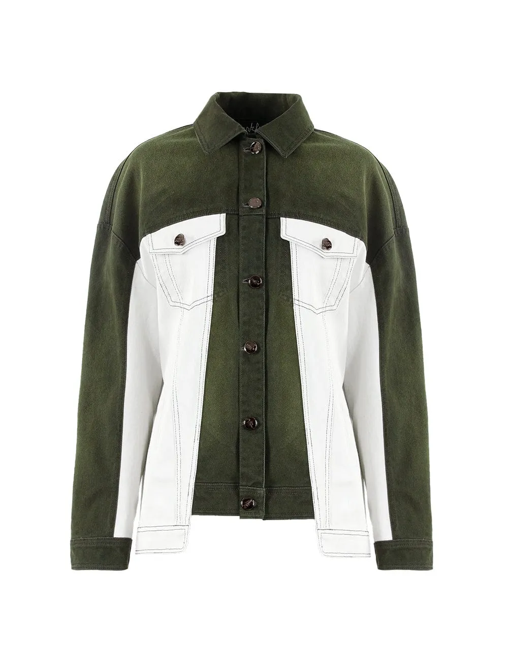 Ibrahim Green Embroidered Denim Jacket