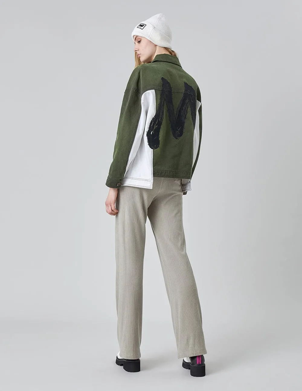 Ibrahim Green Embroidered Denim Jacket