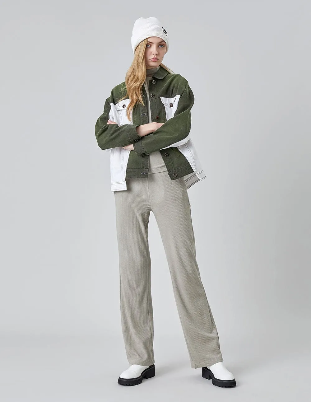 Ibrahim Green Embroidered Denim Jacket