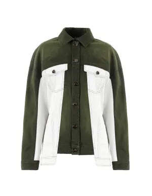 Ibrahim Green Embroidered Denim Jacket