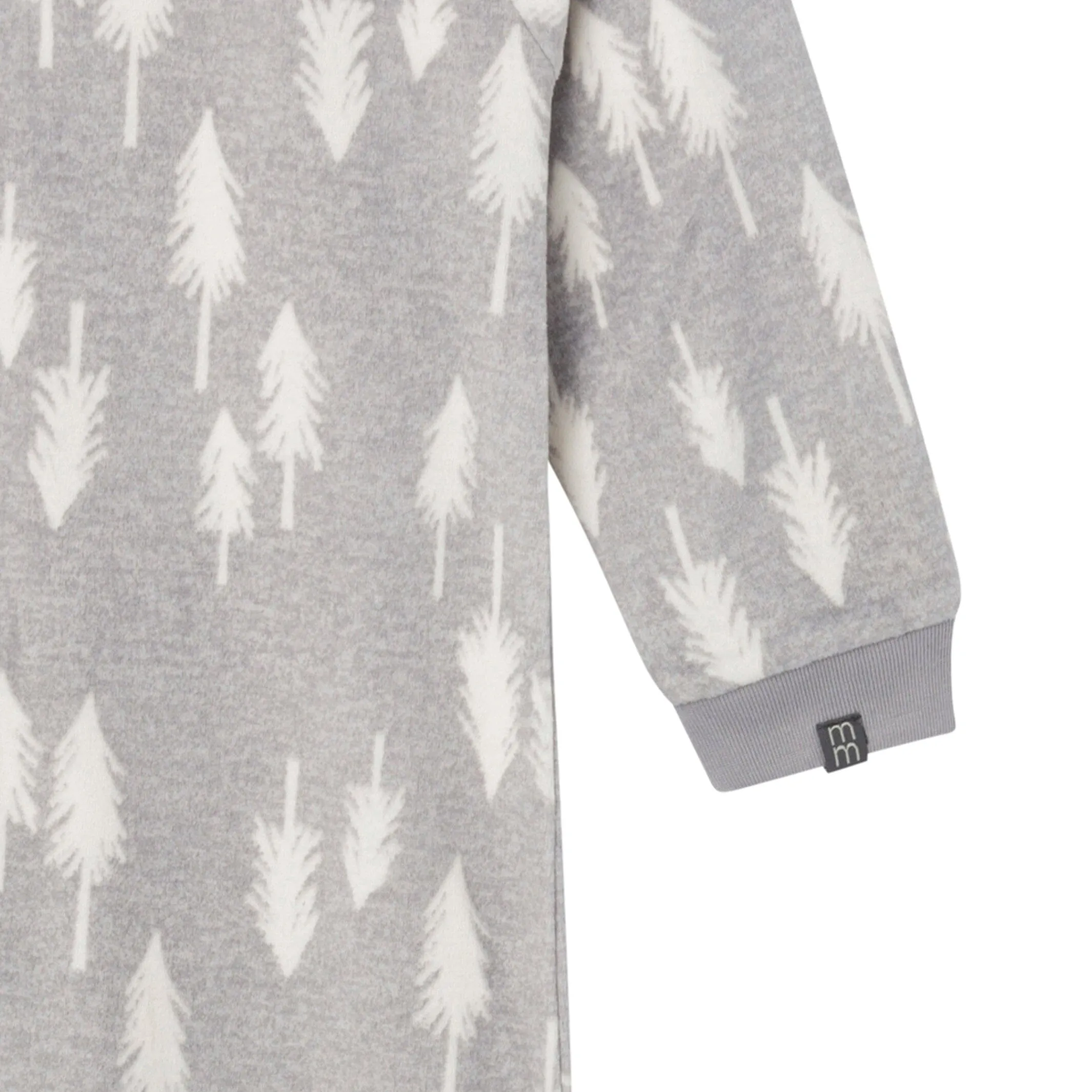 Infant and Toddler Neutral Grey Heather Trees Footed Fleece Pajamas