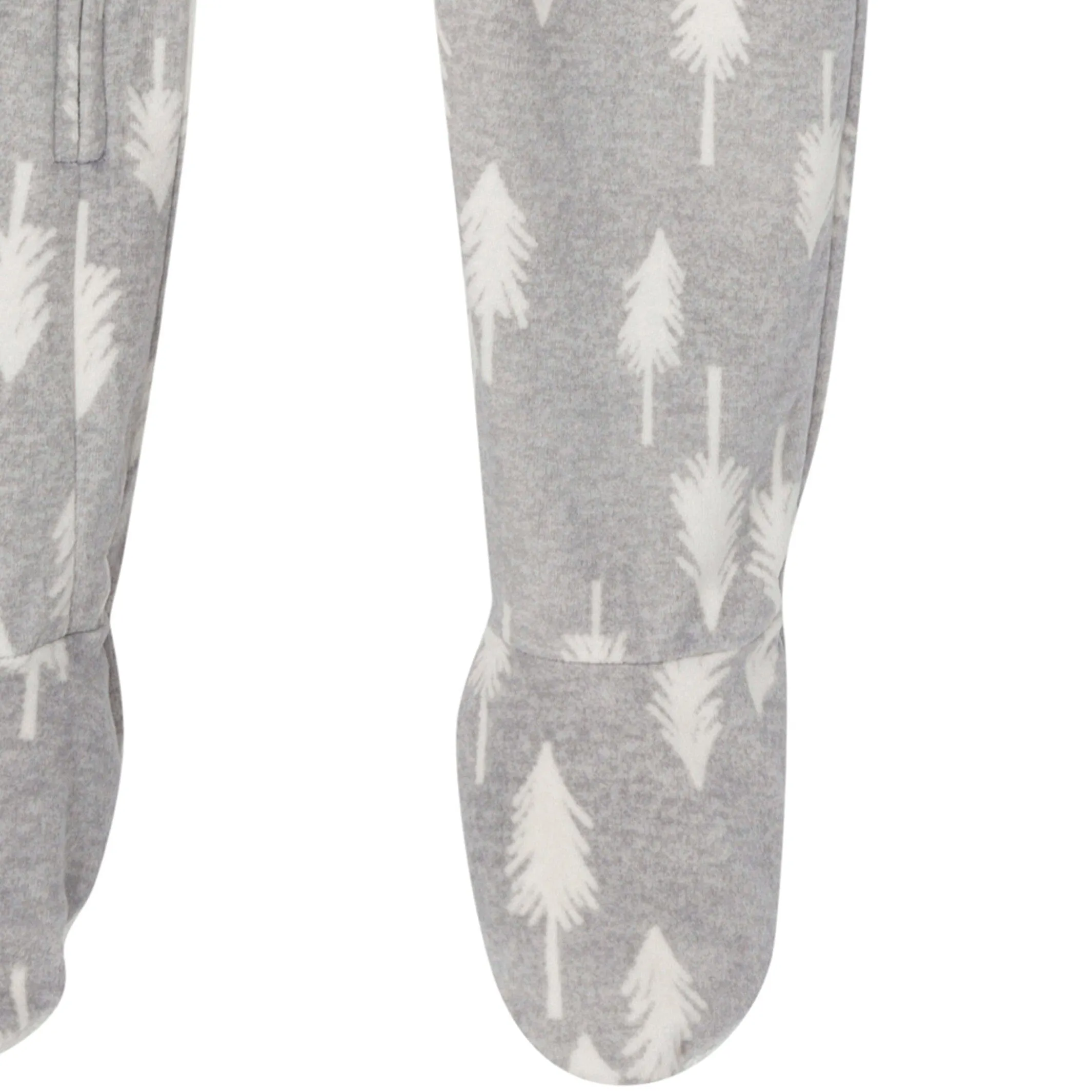 Infant and Toddler Neutral Grey Heather Trees Footed Fleece Pajamas