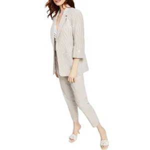 Kasper Womens Petites Sriped Long Sleeve Open-Front Blazer