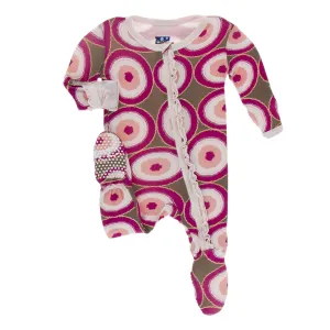 KicKee Pants - Muffin Ruffle Footie with Zipper in Falcon Agate Slices