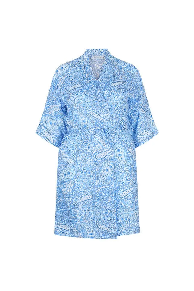 Kimono Resort Robe in Blue Paisley