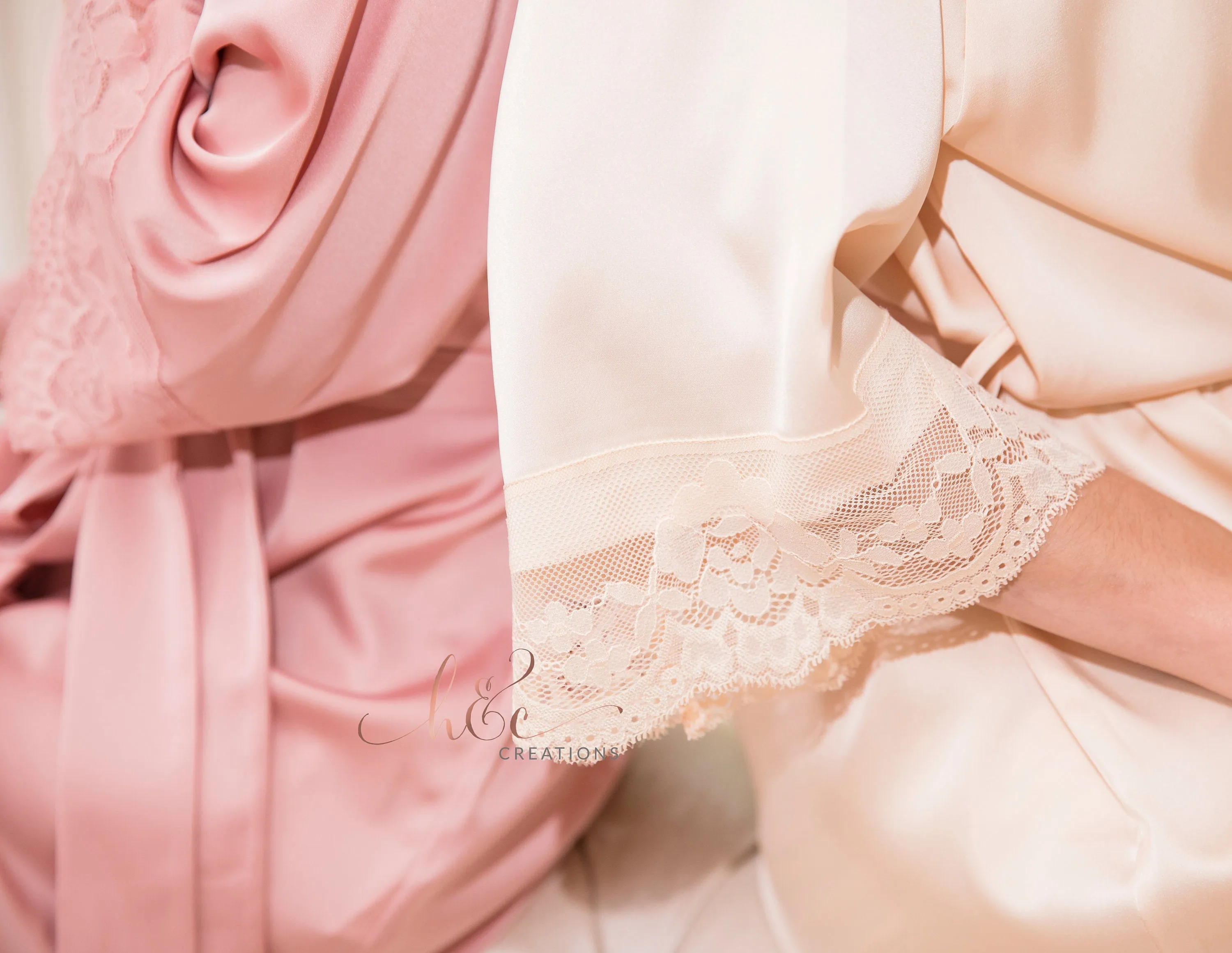 Lace silk bridal robes, bridal robe, satin bridesmaid robe with lace arms and bottom, maid of honor robe,