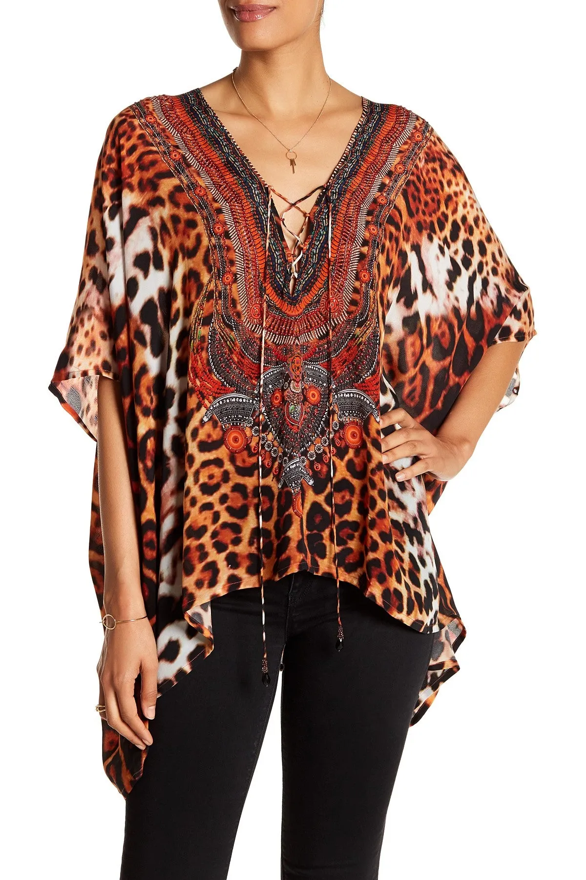 Leopard Print Caftan Top