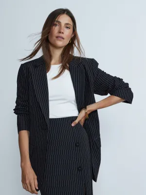 Long Sleeve Notch Lapel Striped Blazer