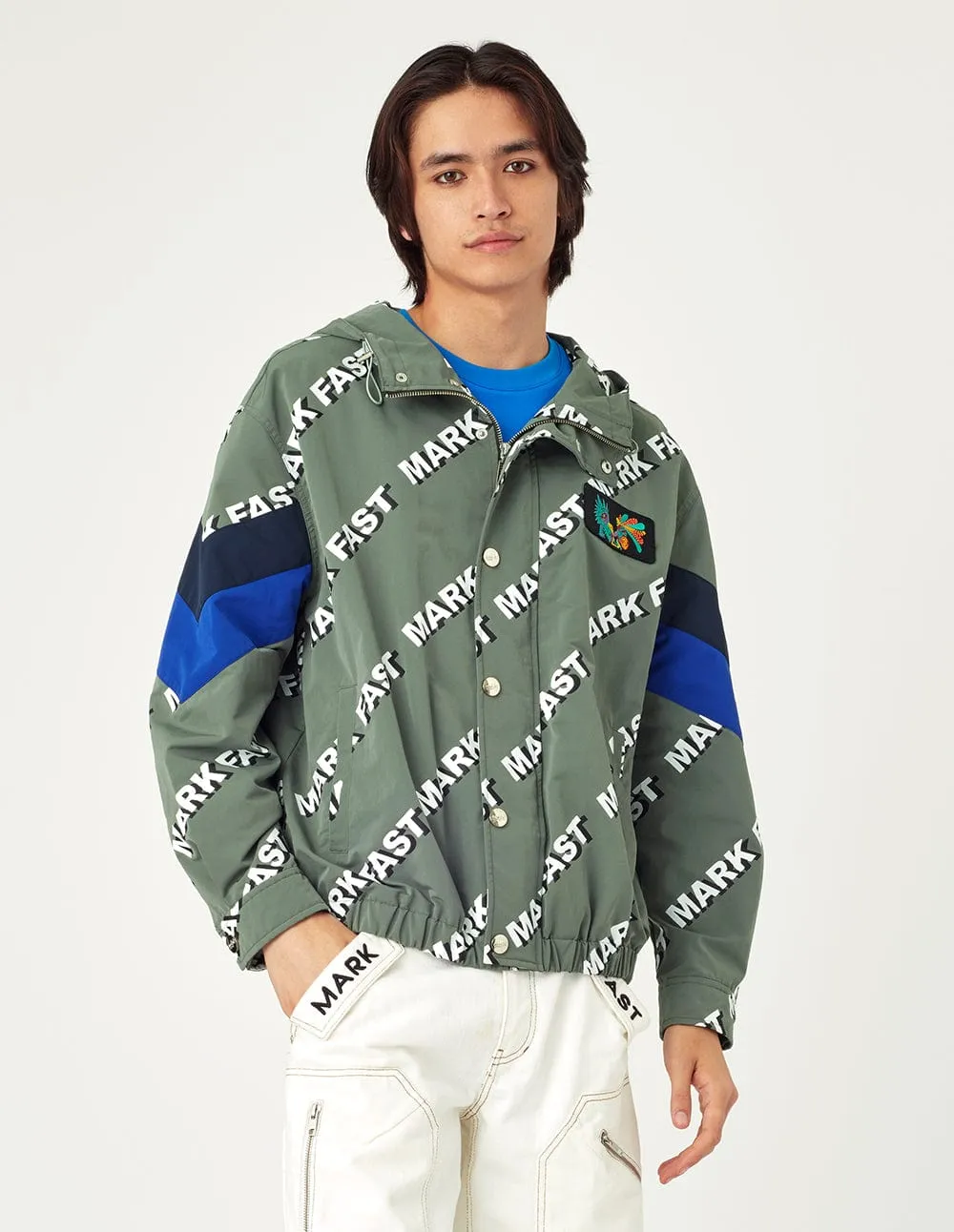 Men Print Zipped Hooded Jacket