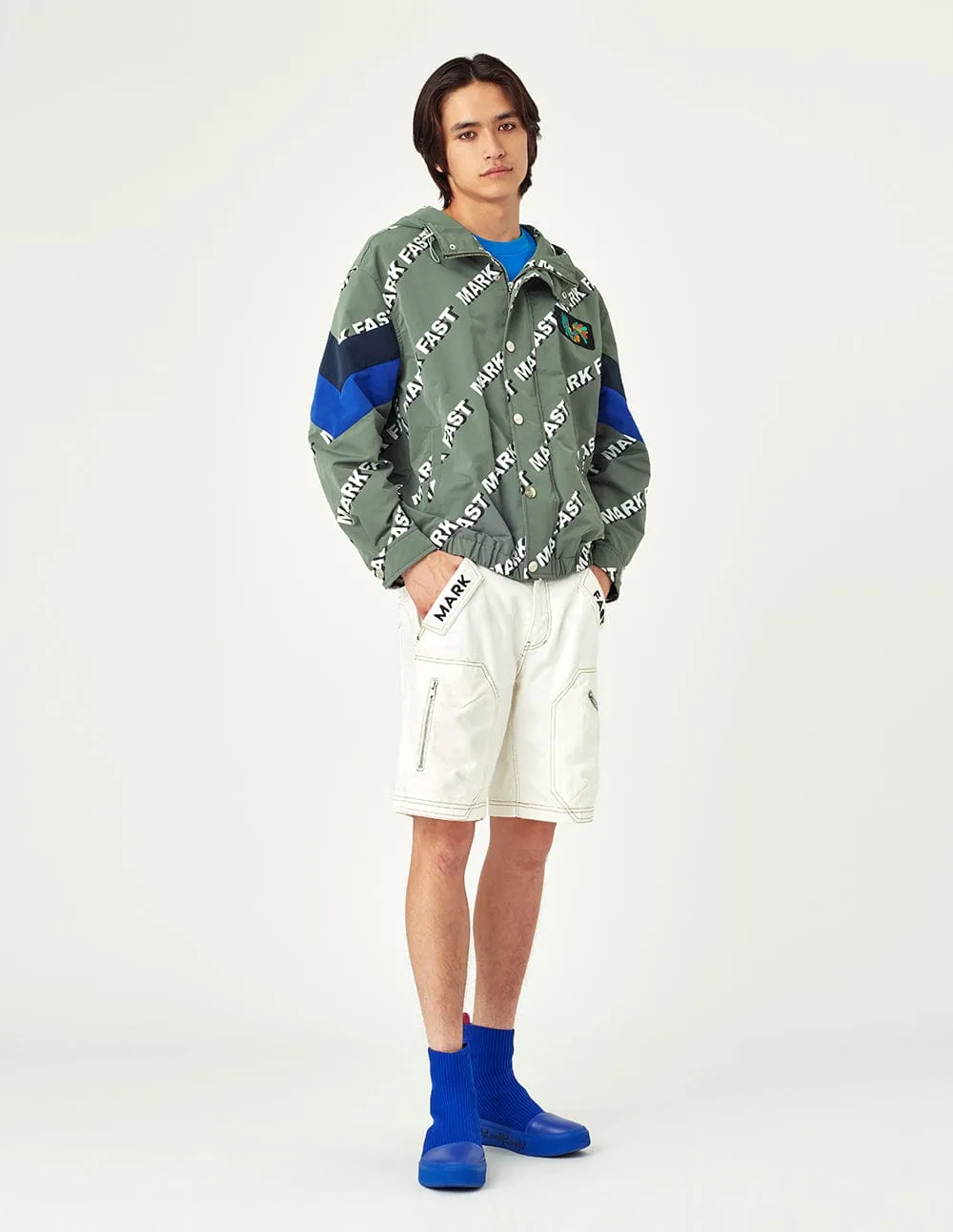 Men Print Zipped Hooded Jacket