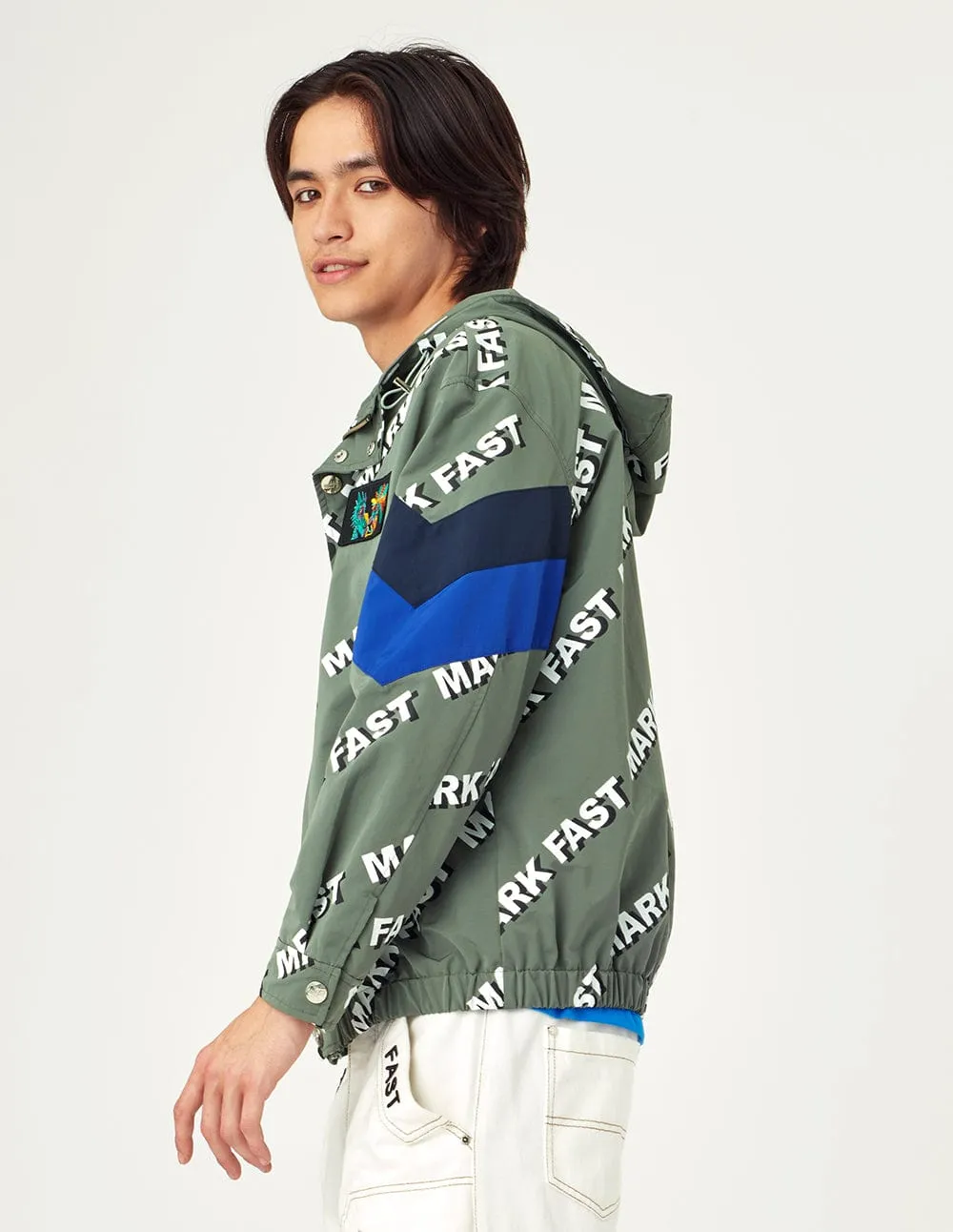 Men Print Zipped Hooded Jacket