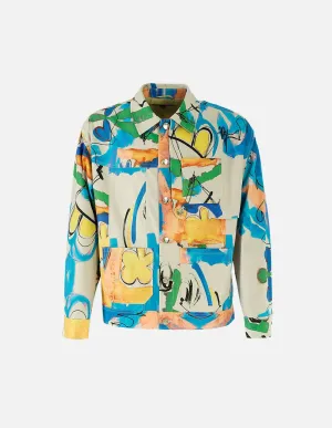 Men Printed Patch Pocket Jacket
