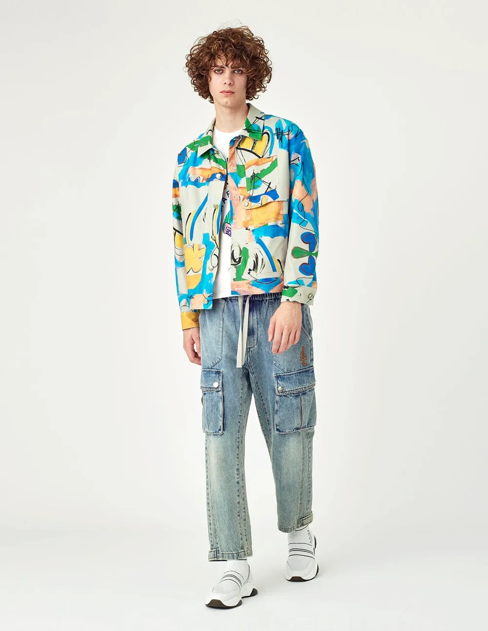 Men Printed Patch Pocket Jacket