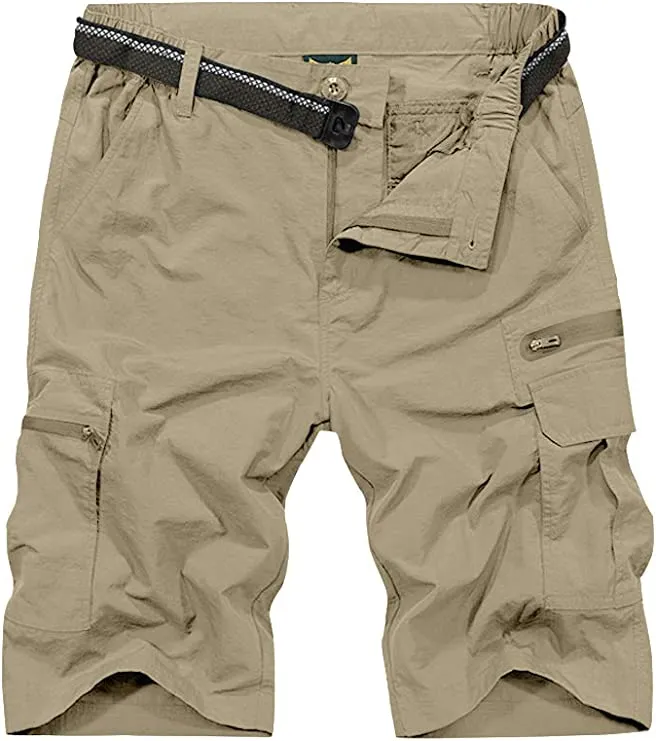 Men's Black Expandable Waist Casual Quick Dry Cargo Shorts