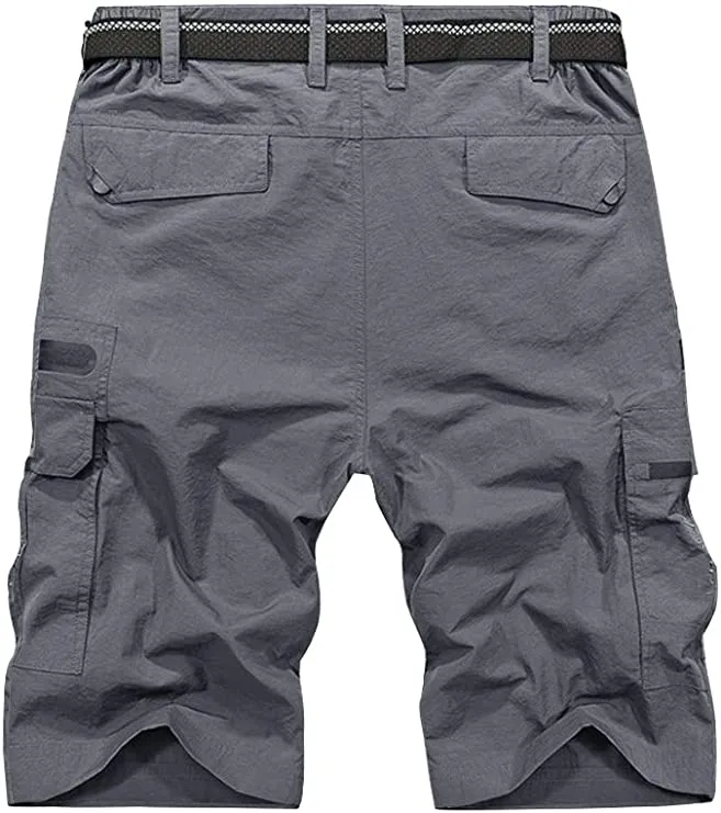 Men's Black Expandable Waist Casual Quick Dry Cargo Shorts