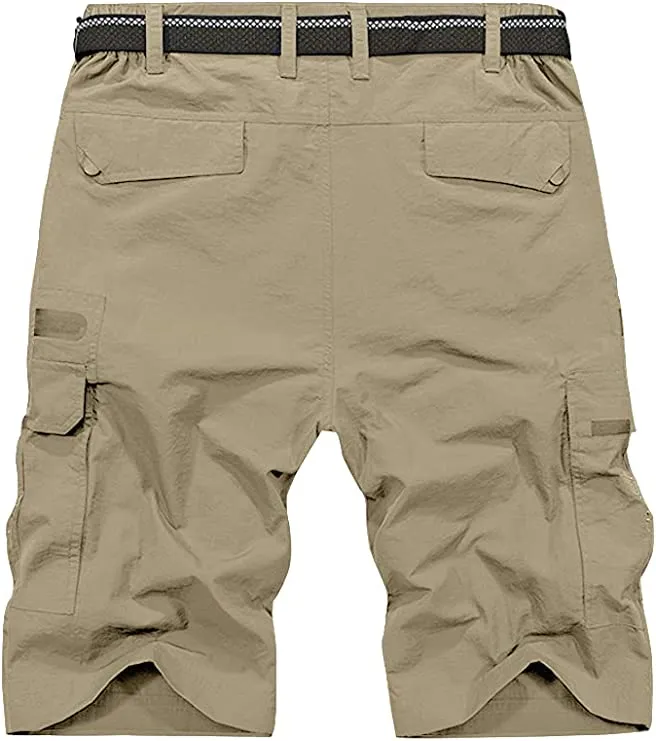 Men's Black Expandable Waist Casual Quick Dry Cargo Shorts