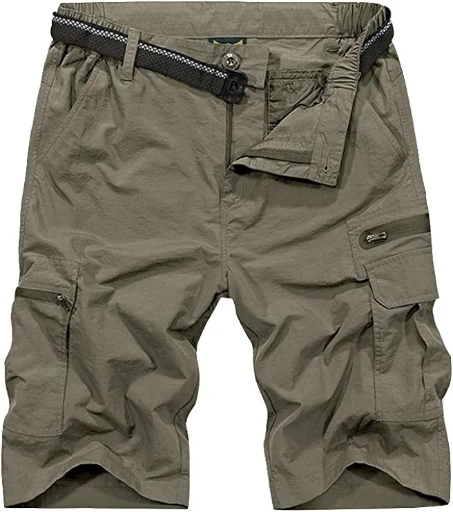 Men's Black Expandable Waist Casual Quick Dry Cargo Shorts