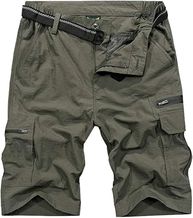 Men's Black Expandable Waist Casual Quick Dry Cargo Shorts