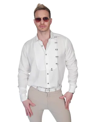 Men's John Richmond - "OCCHIELLO" Eyelet Accented Shirt in White